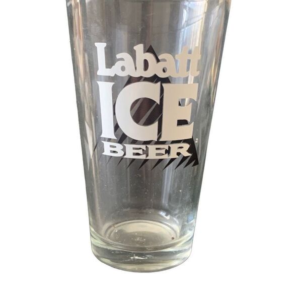 Vintage Labatt Ice Black Mountain Beer Pint Glass Heavy Base - Picture 1 of 11